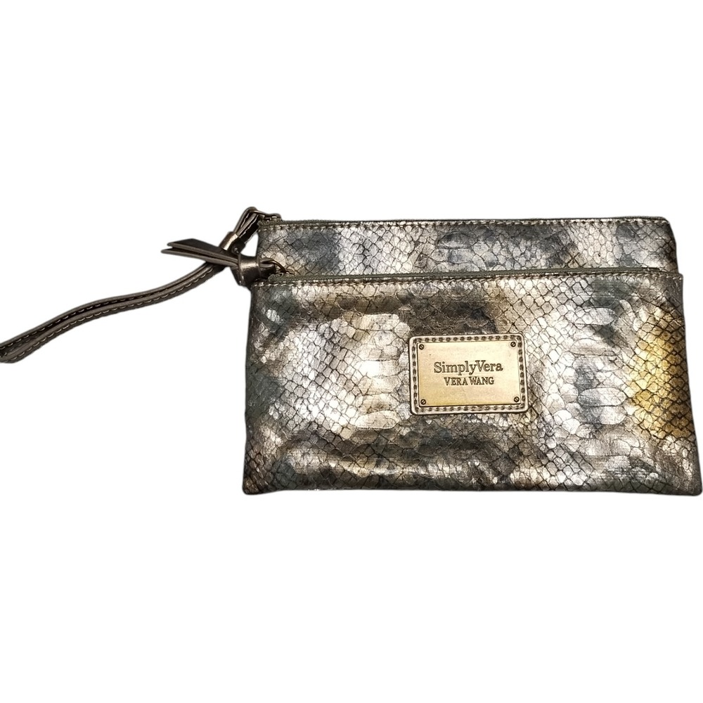 Simply Vera Wang Metallic Snakeskin Wristlet Womens Multicolor Zipper Pockets